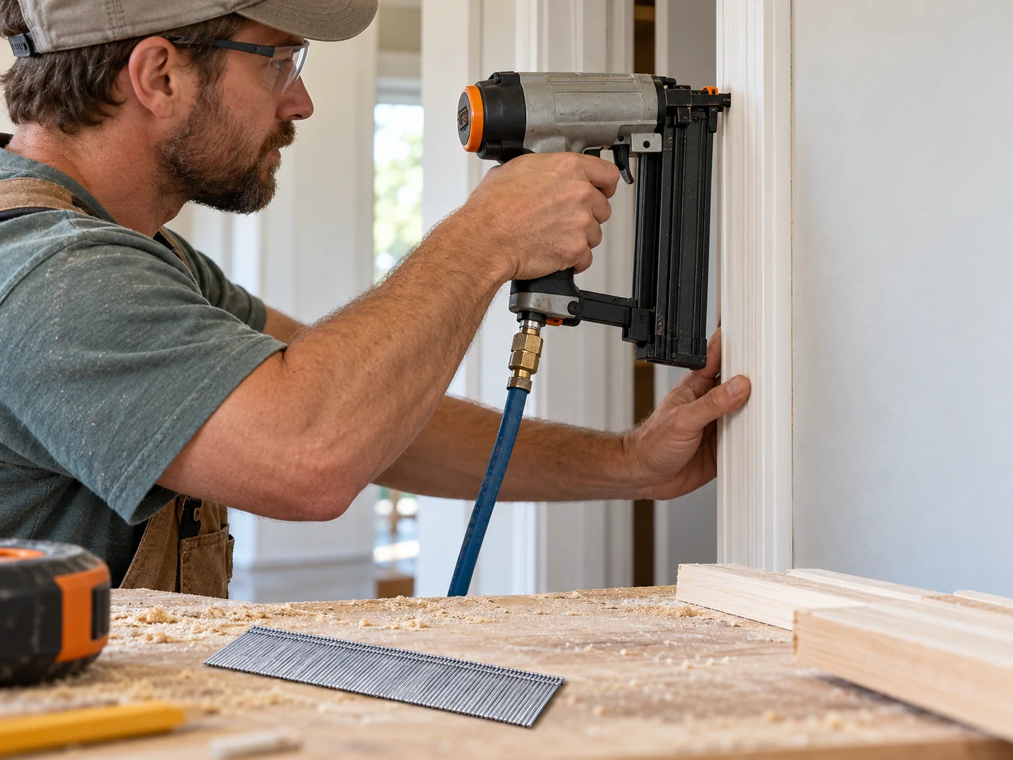 Brad Nails · Door-casing trim installation