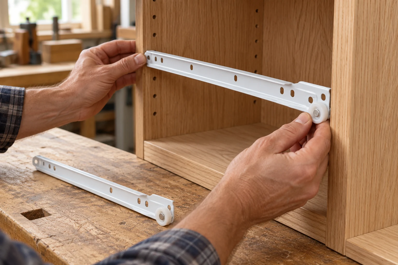 Drawer Slides · Aligning a cabinet-side rail
