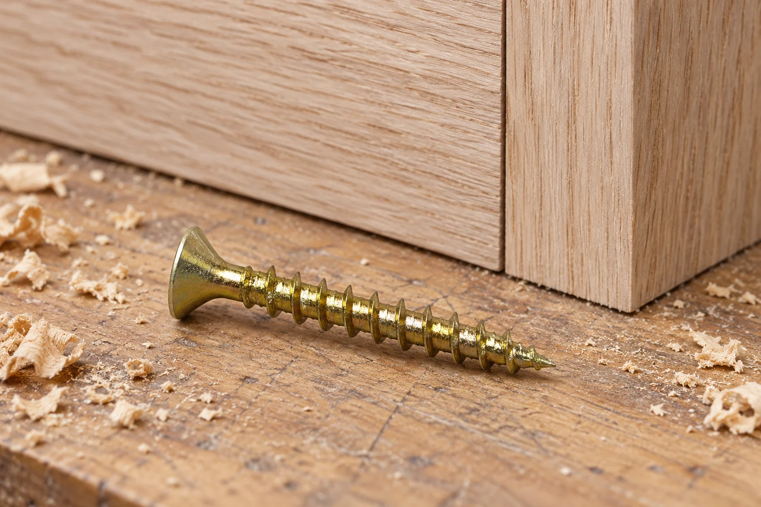 Screws · A screw beside a timber joint
