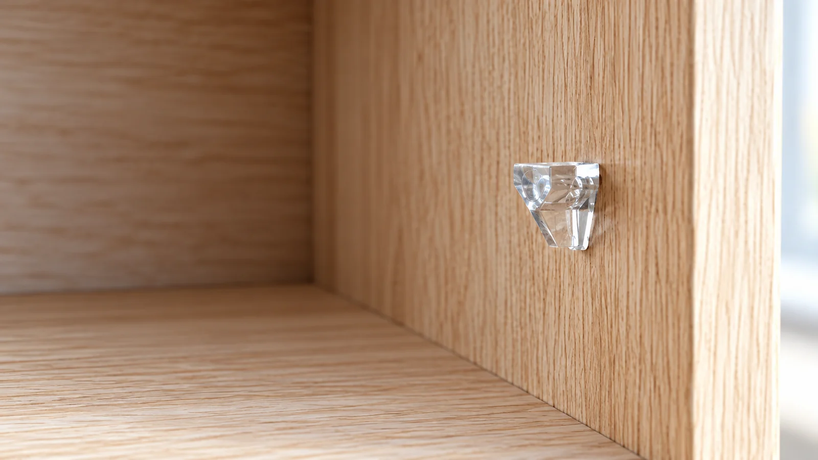 Shelf Support · Clear supports in an empty cabinet