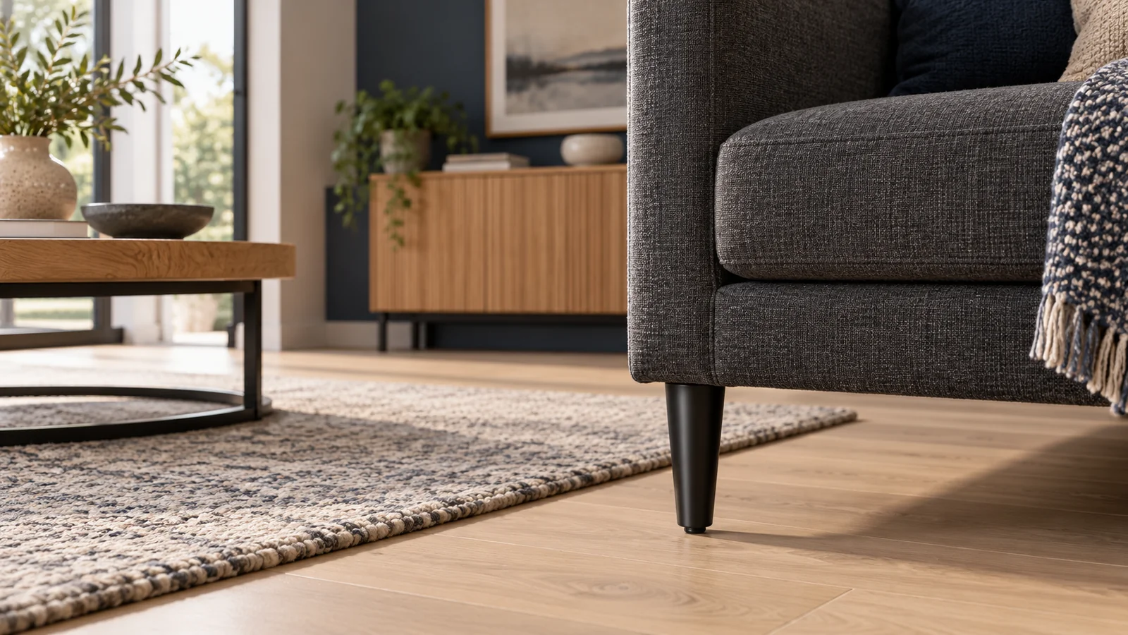 Sofa Leg · Tapered leg in a living room