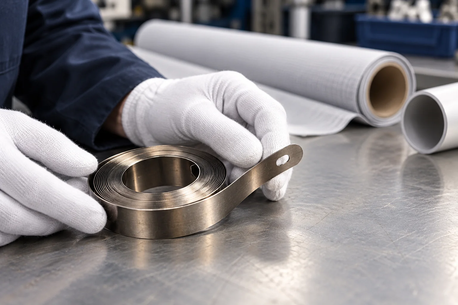 Spring Coil · Checking the holed strip end