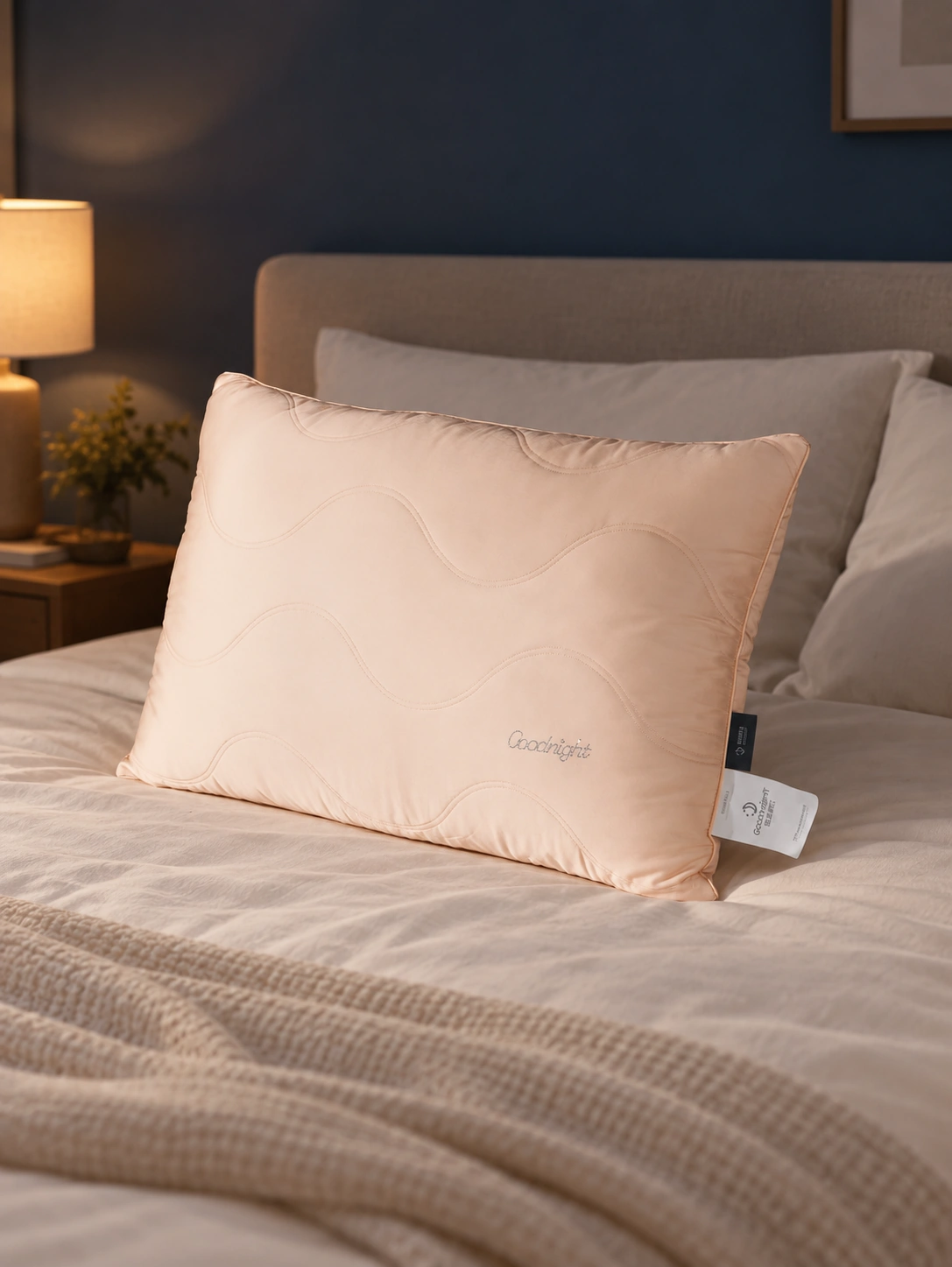 Amino Acid Silk Protein Pillow: Quiet dark blue bedroom