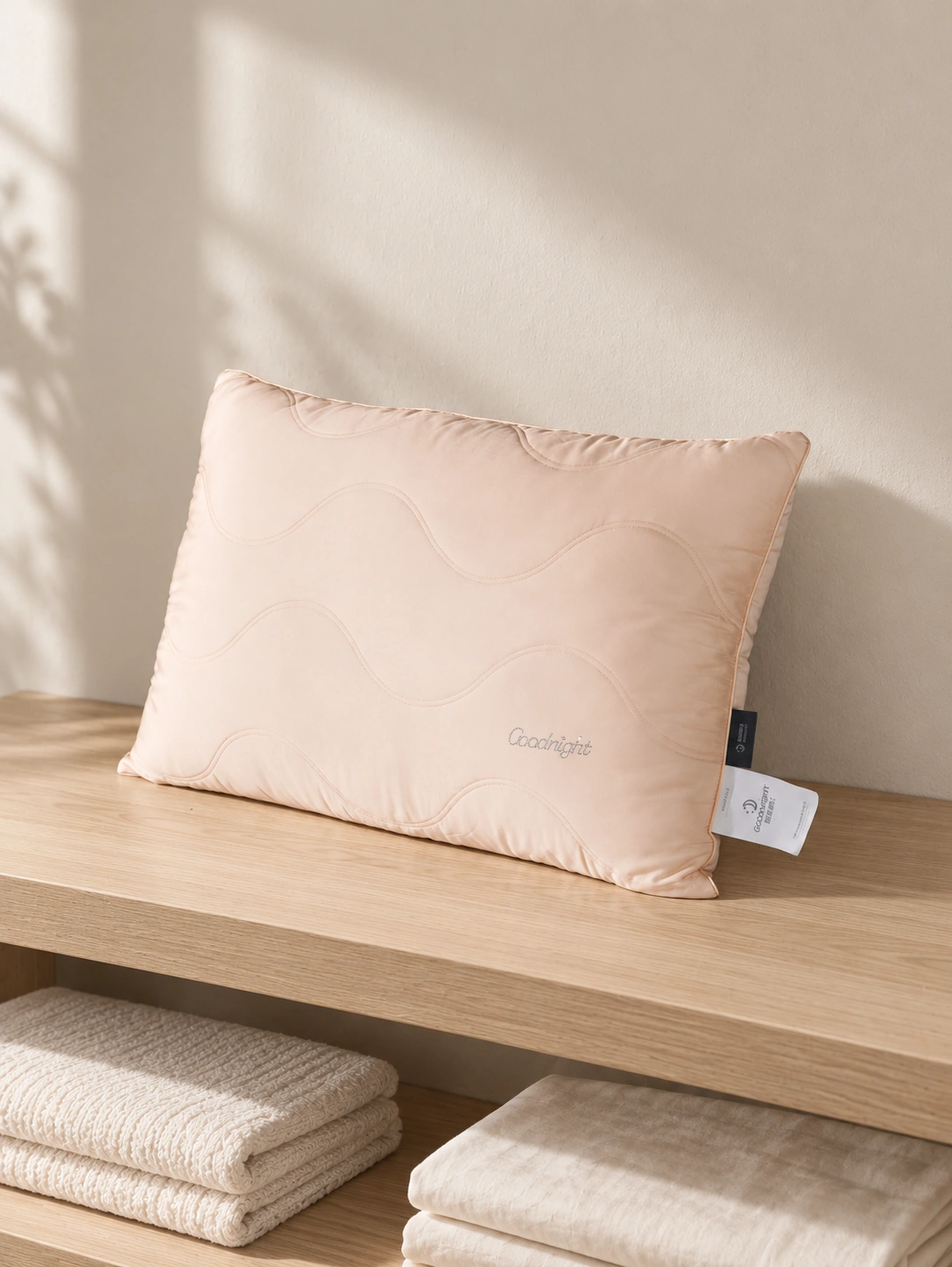 Amino Acid Silk Protein Pillow: Premium linen shelf display