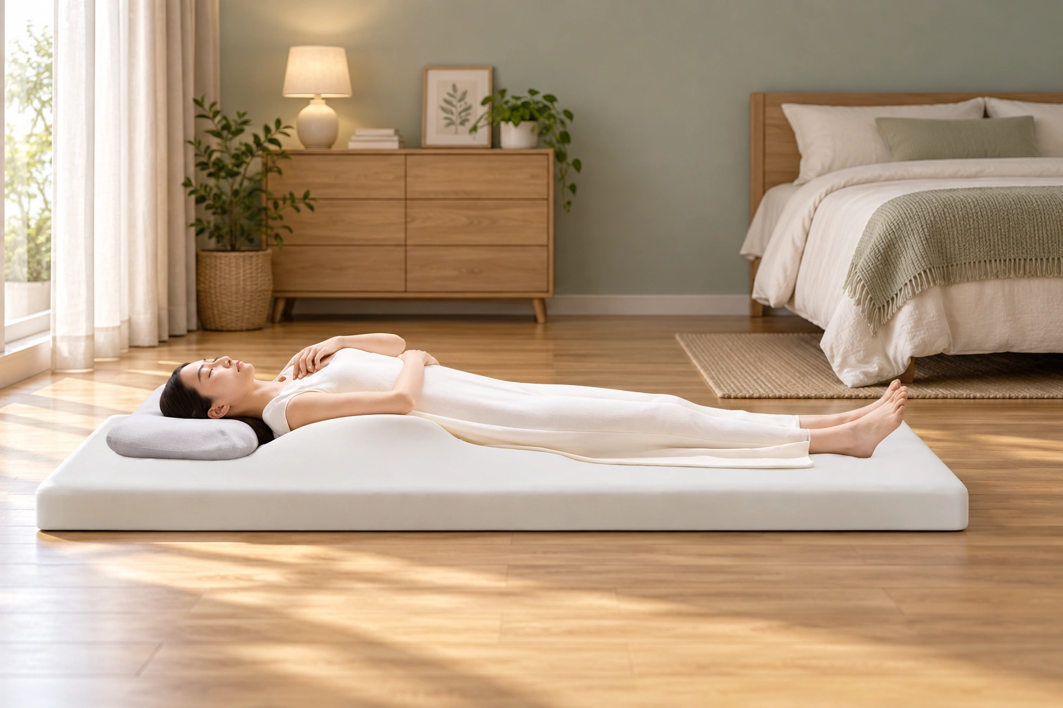 Anshui Air-Stretching Mat: Minimalist guestroom