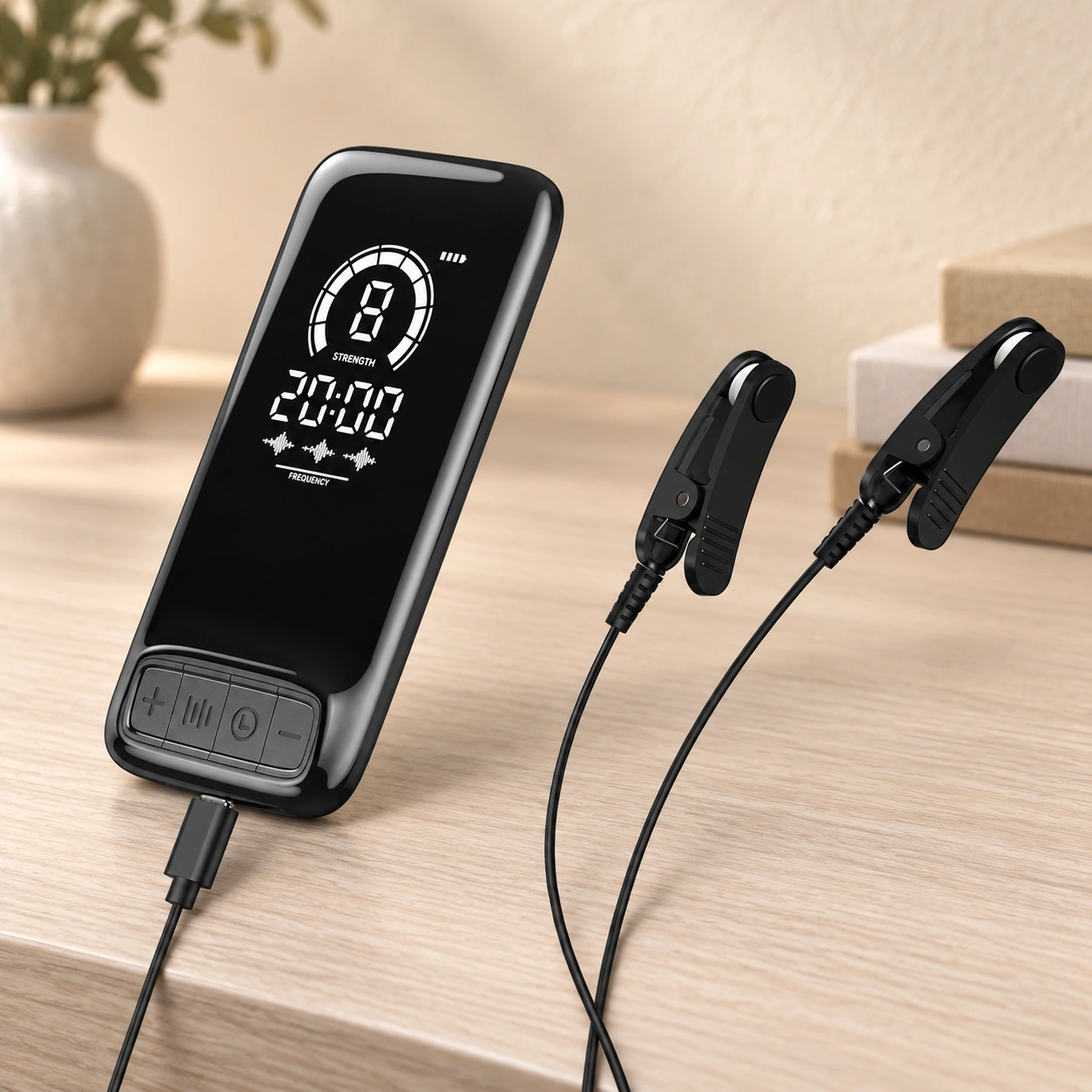 Anshui CES Ear-Clip Device: Guestroom shelf display
