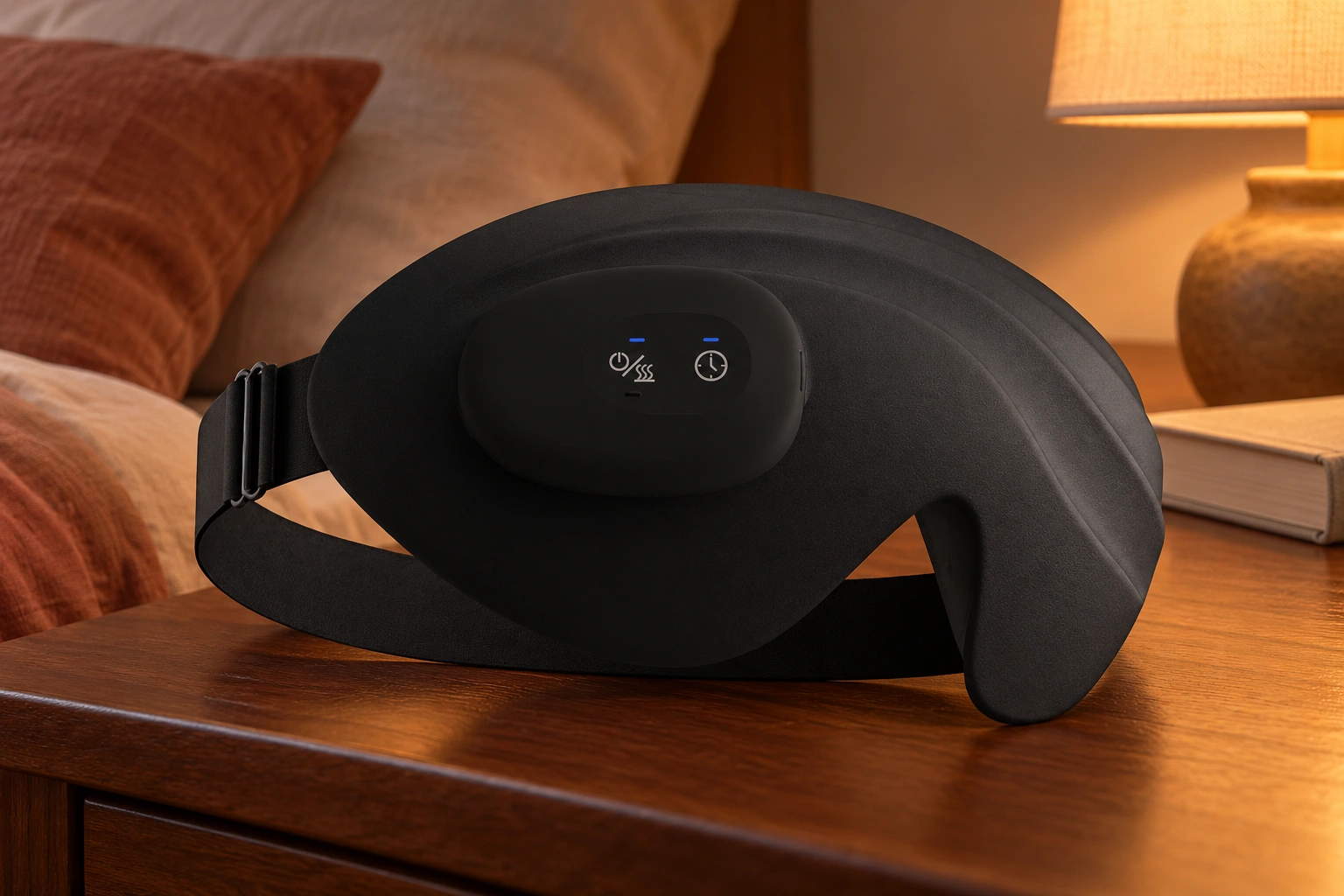 Anshui Washable Heated Eye Mask: Dim bedroom evening