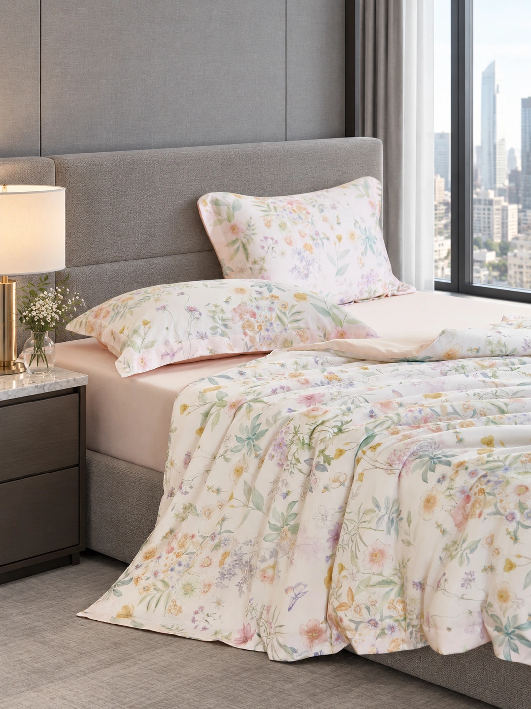 Chun Zhi Cai Tiansi Summer Quilt: City high-rise bedroom