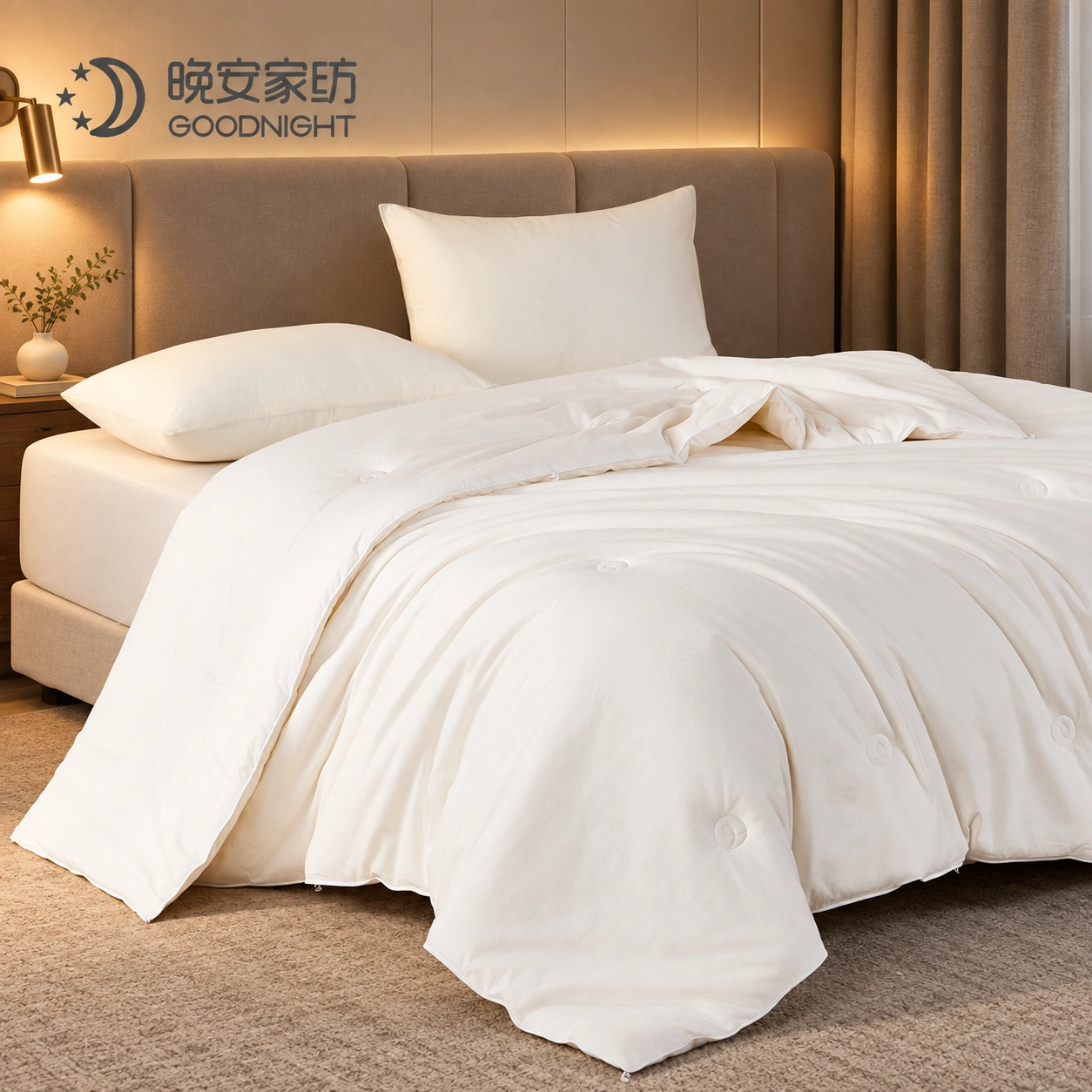 Cotton Jacquard Soy-Fiber Spring/Autumn Quilt: Warm hotel bedroom · Scene illustration