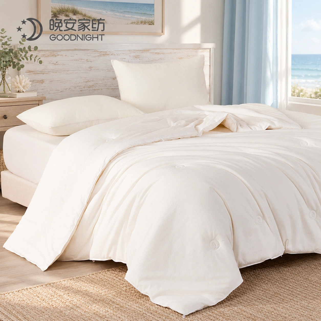 Cotton Jacquard Soy-Fiber Spring/Autumn Quilt: Coastal bedroom · Scene illustration