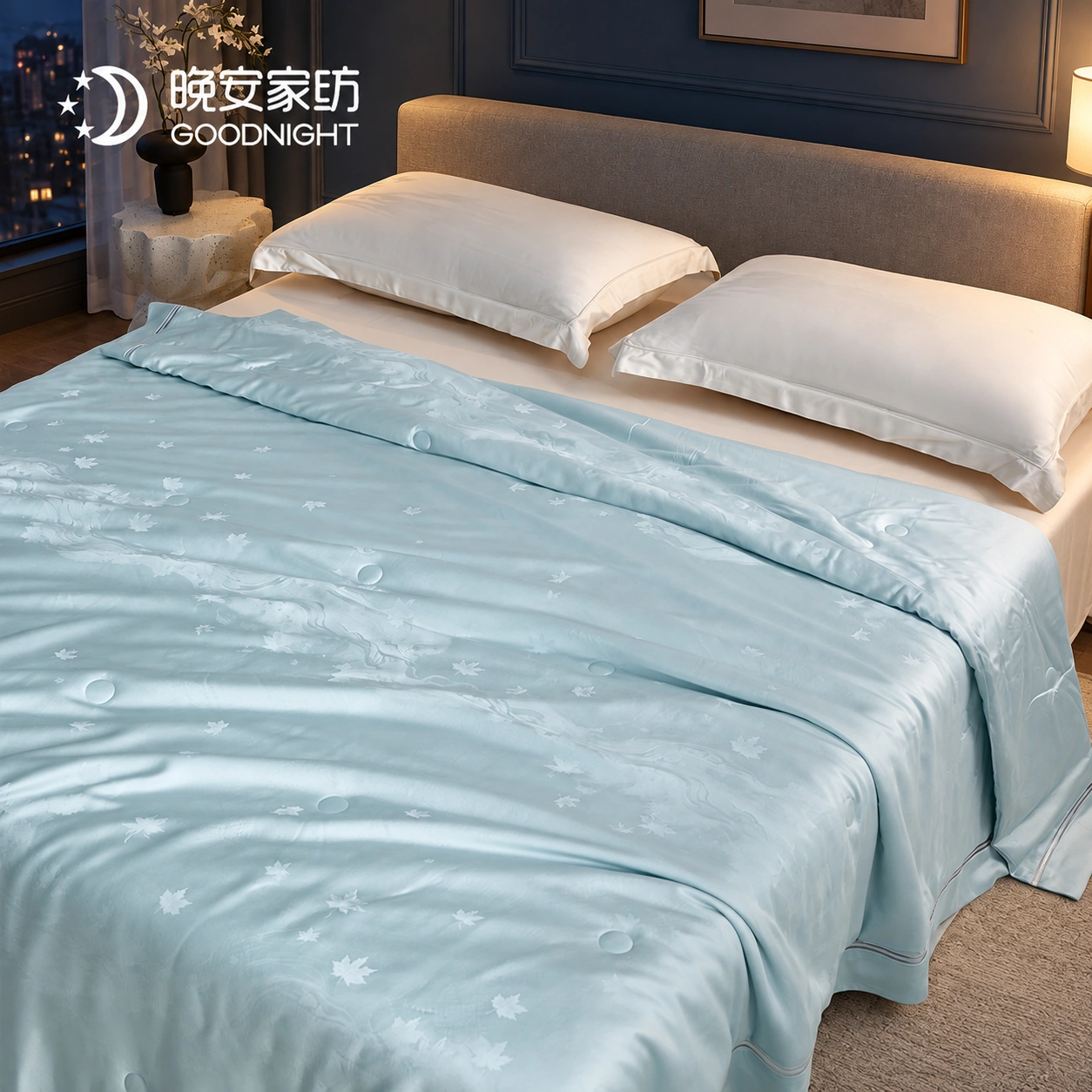 Dianjing Tiansi Jacquard Summer Quilt: Night bedroom · Scene illustration