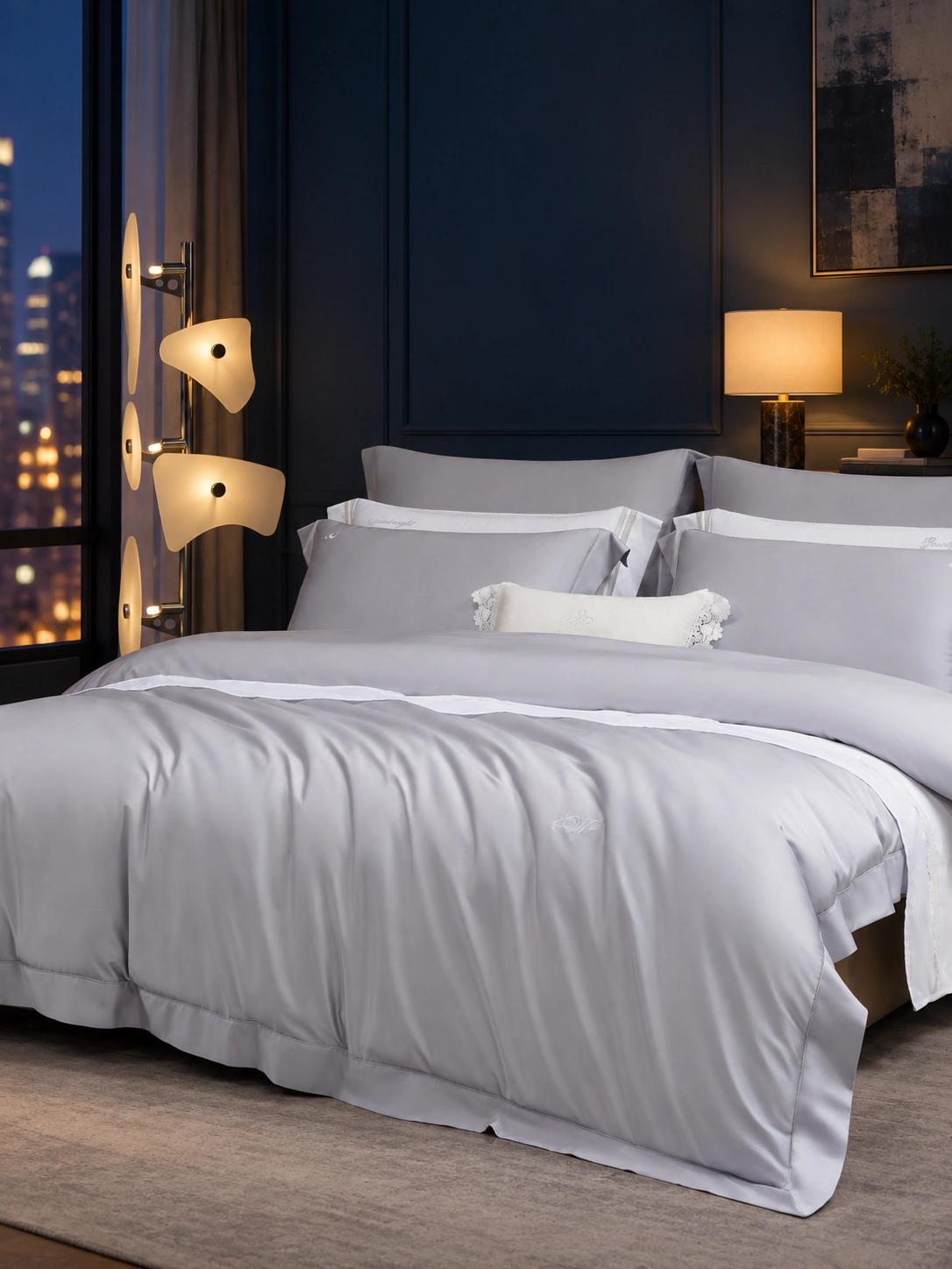 Fanxing Four-Piece Bedding Set: Night bedroom