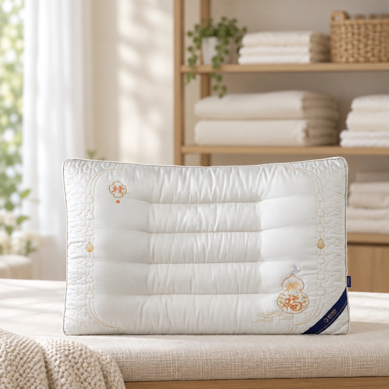 Fulu Pillow: Organized linen shelf