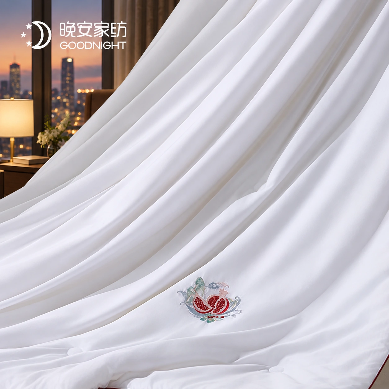 Jinyu Liangyuan Mulberry Silk Quilt: City-window bedroom · Scene illustration