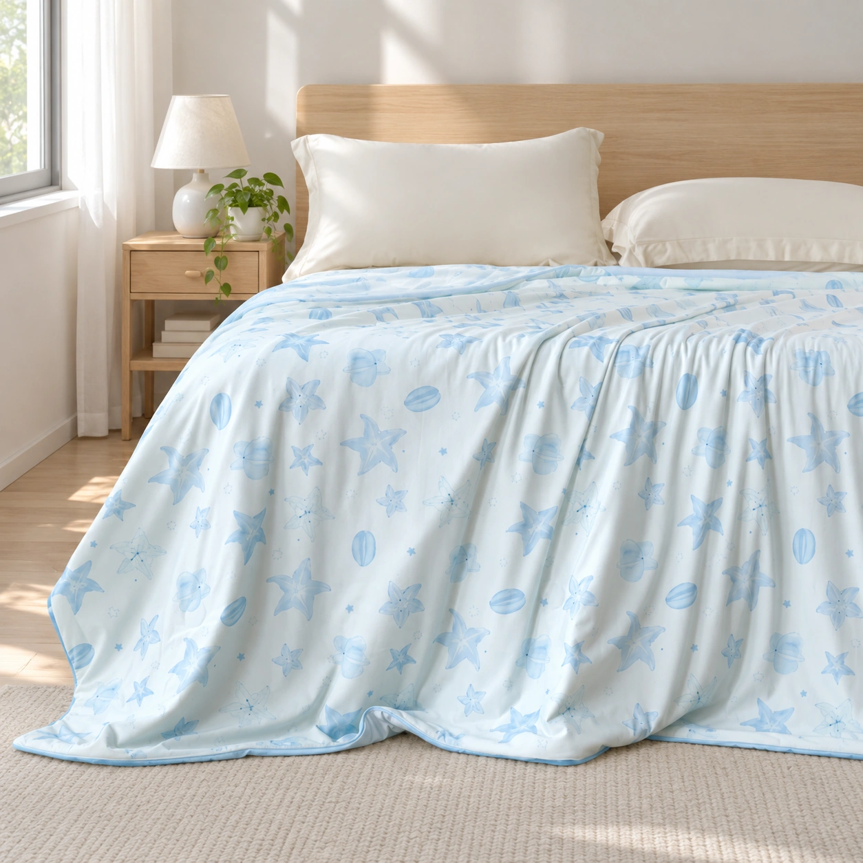 Lanxing Printed Summer Quilt: Compact apartment setting