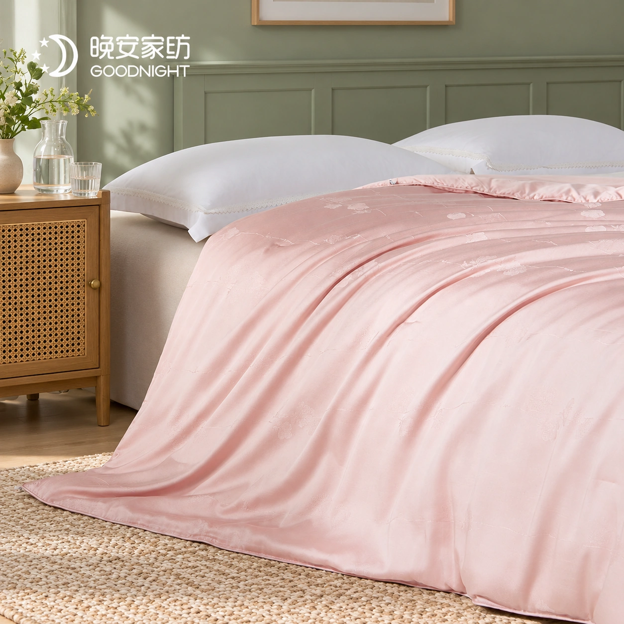 Meigui Miyu Mulberry Silk Spring/Autumn Quilt: Sage guest room · Scene illustration