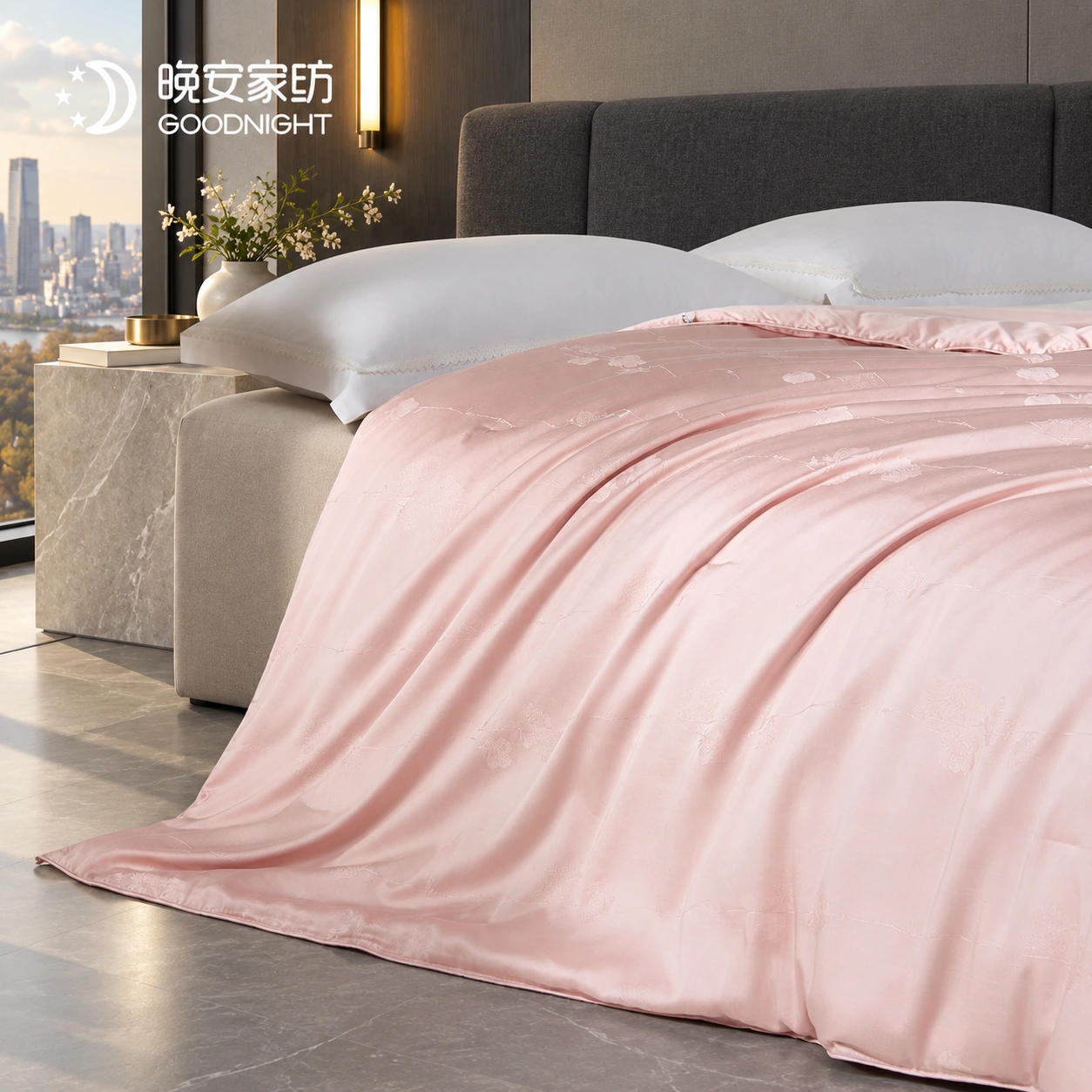 Meigui Miyu Mulberry Silk Spring/Autumn Quilt: Modern city bedroom · Scene illustration