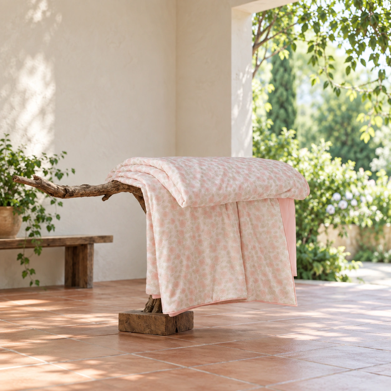 Meixiang Printed Summer Quilt: Covered garden veranda