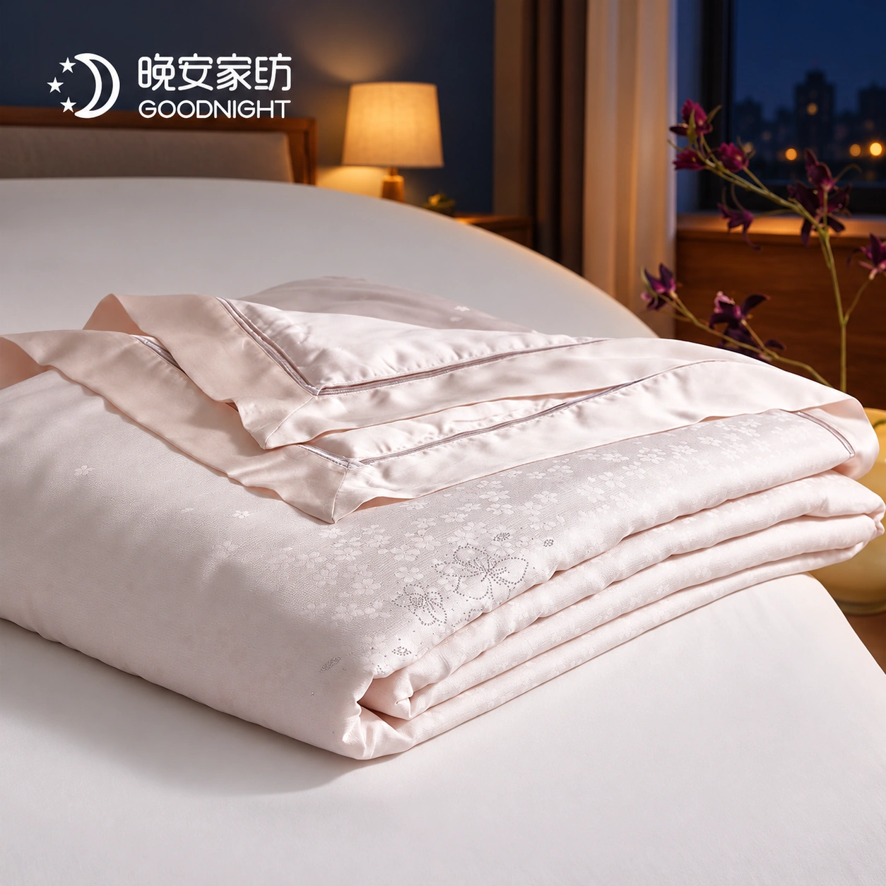 Nicai Tiansi Canbao Summer Quilt — Pink: Night bedroom · Scene illustration