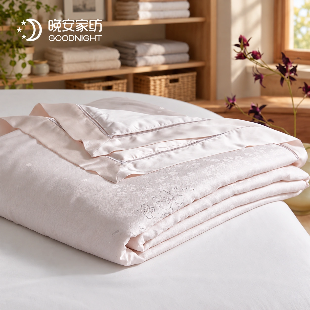 Nicai Tiansi Canbao Summer Quilt — Pink: Linen styling studio · Scene illustration