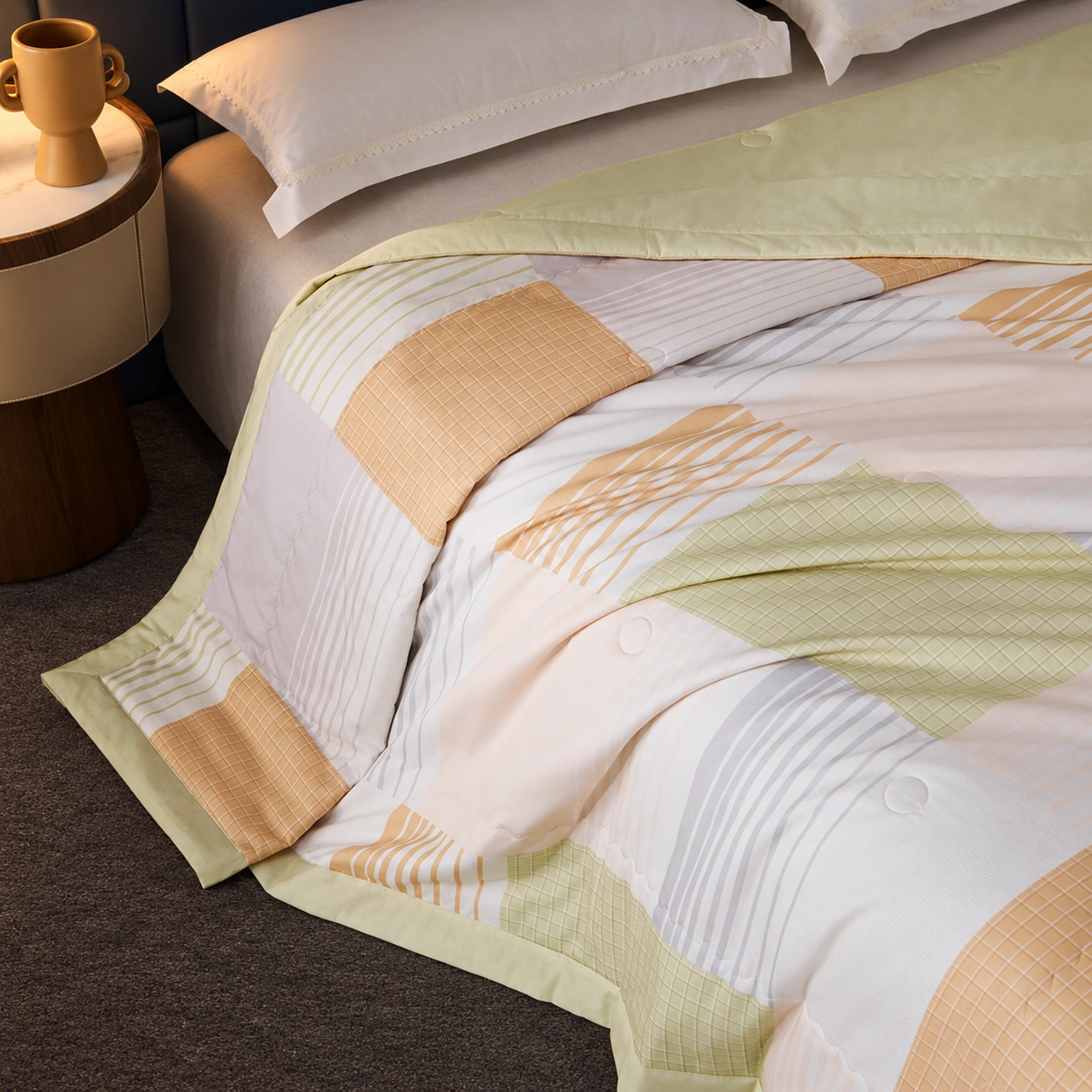 Nuandiao Tiansi-Cotton Summer Quilt: Quiet navy night bedroom