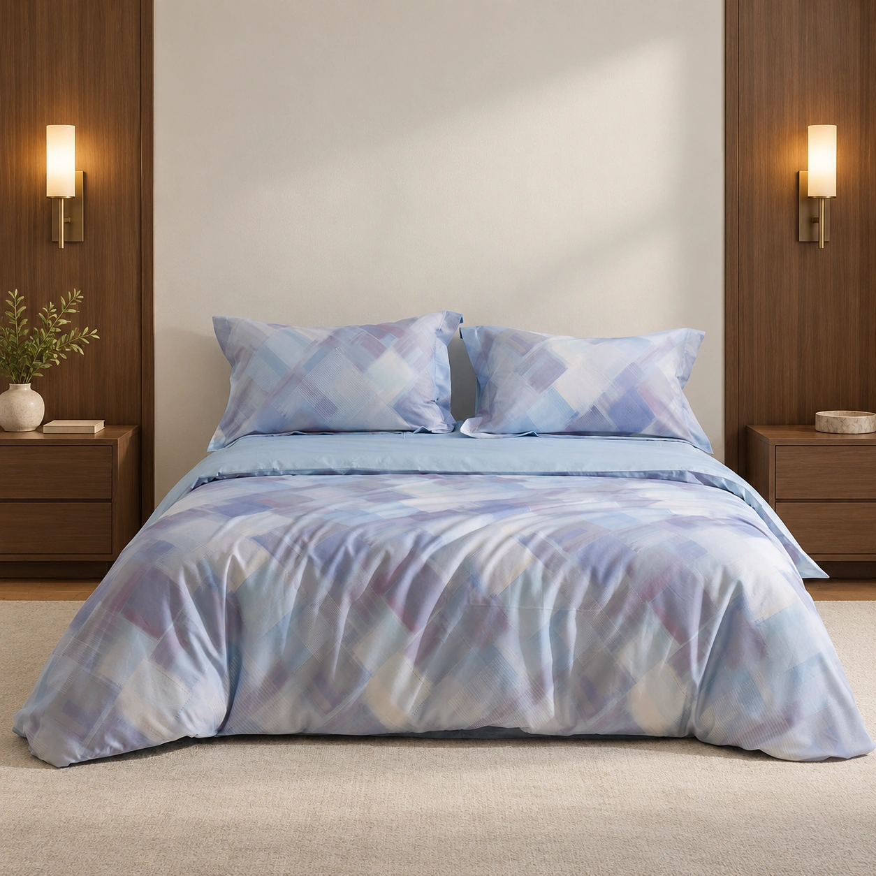 Qianlan Geyun Four-Piece Bedding Set: Hotel bedroom