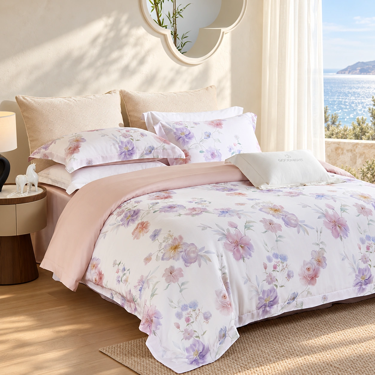 Randuo Four-Piece Bedding Set: Coastal bedroom display