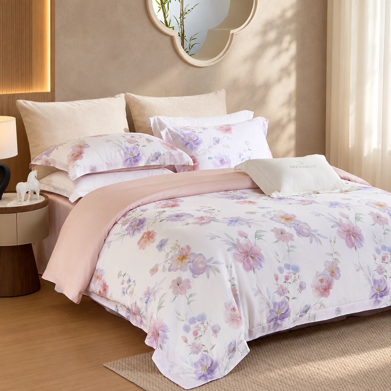 Randuo Four-Piece Bedding Set: Guestroom preparation display