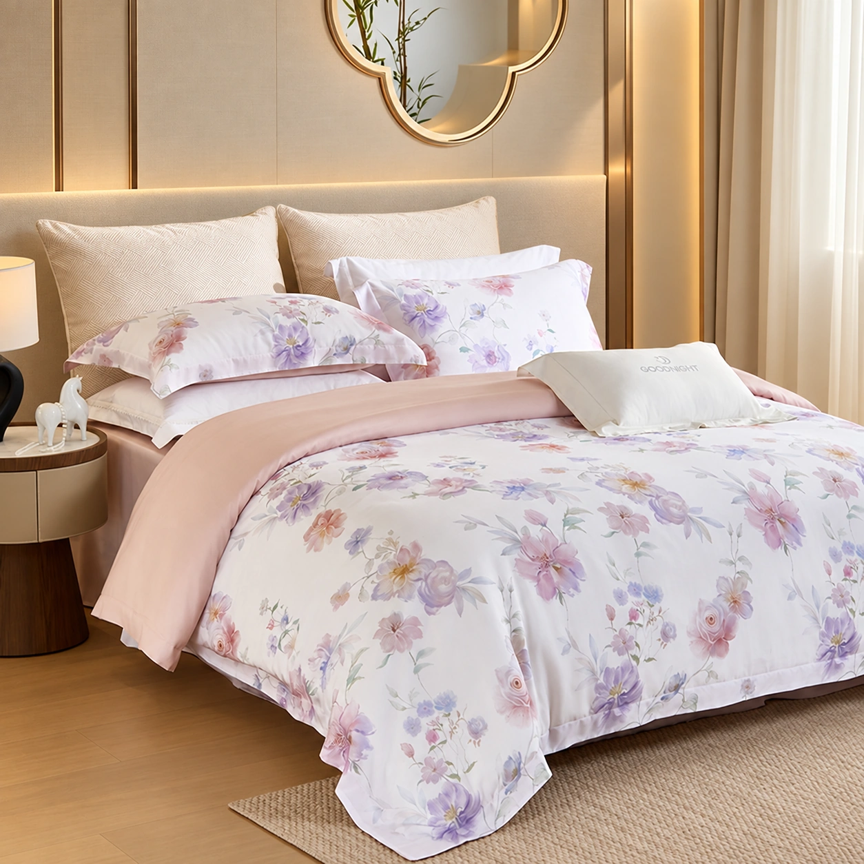 Randuo Four-Piece Bedding Set: Hotel room display