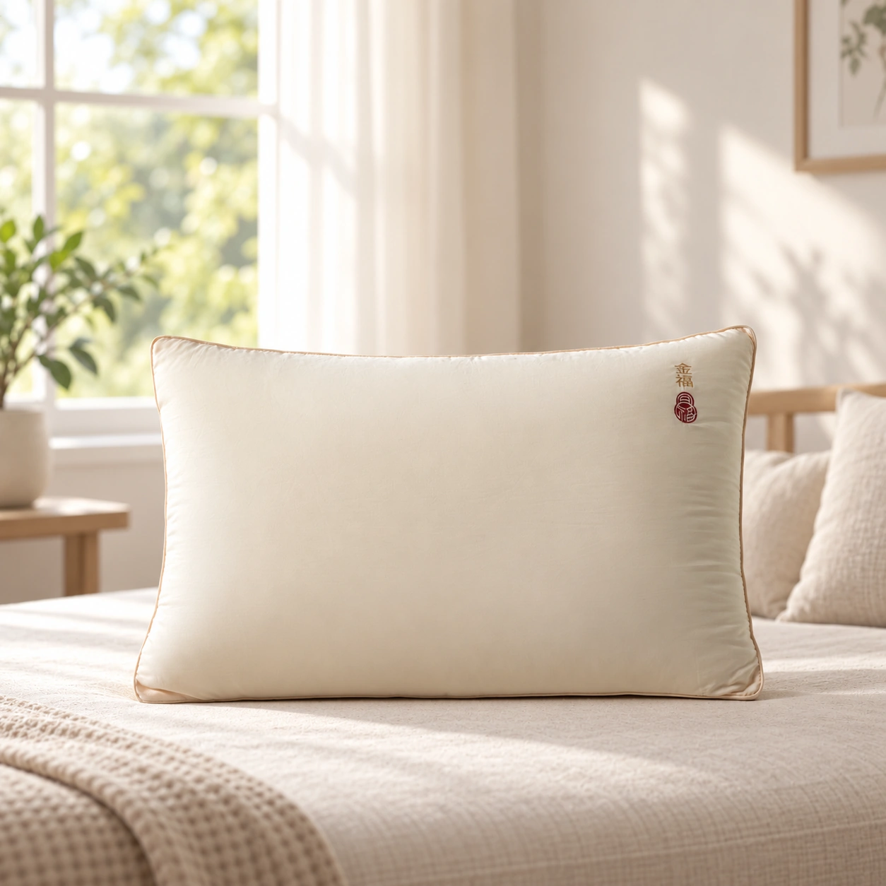 Ruixi Jinfu Gusseted Pillow: Window-side daybed