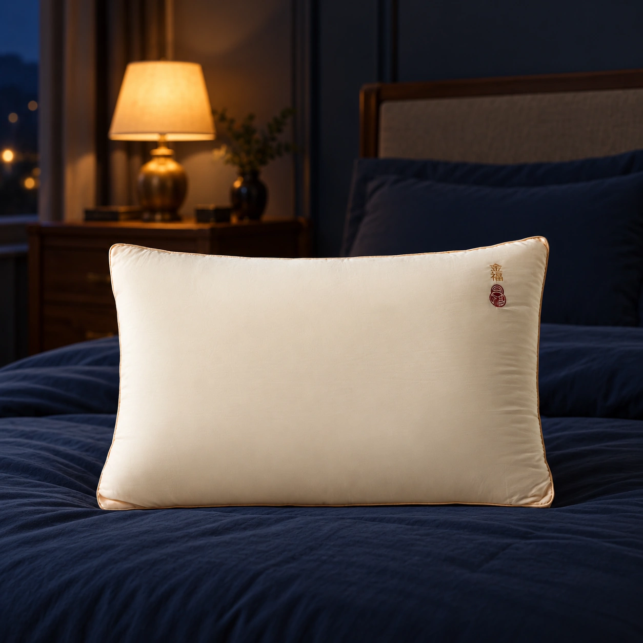 Ruixi Jinfu Gusseted Pillow: Bedside night scene