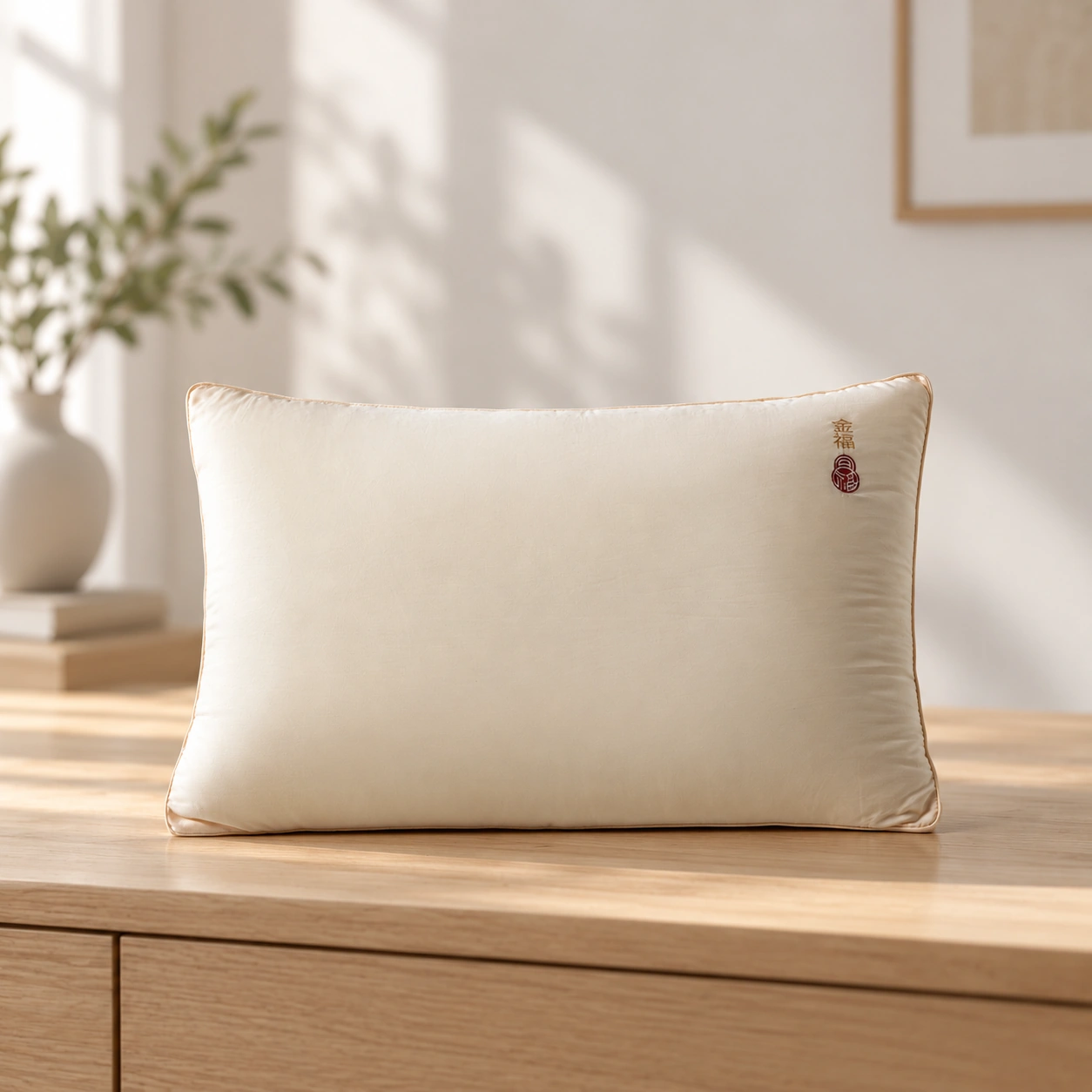 Ruixi Jinfu Gusseted Pillow: Bedroom dresser display