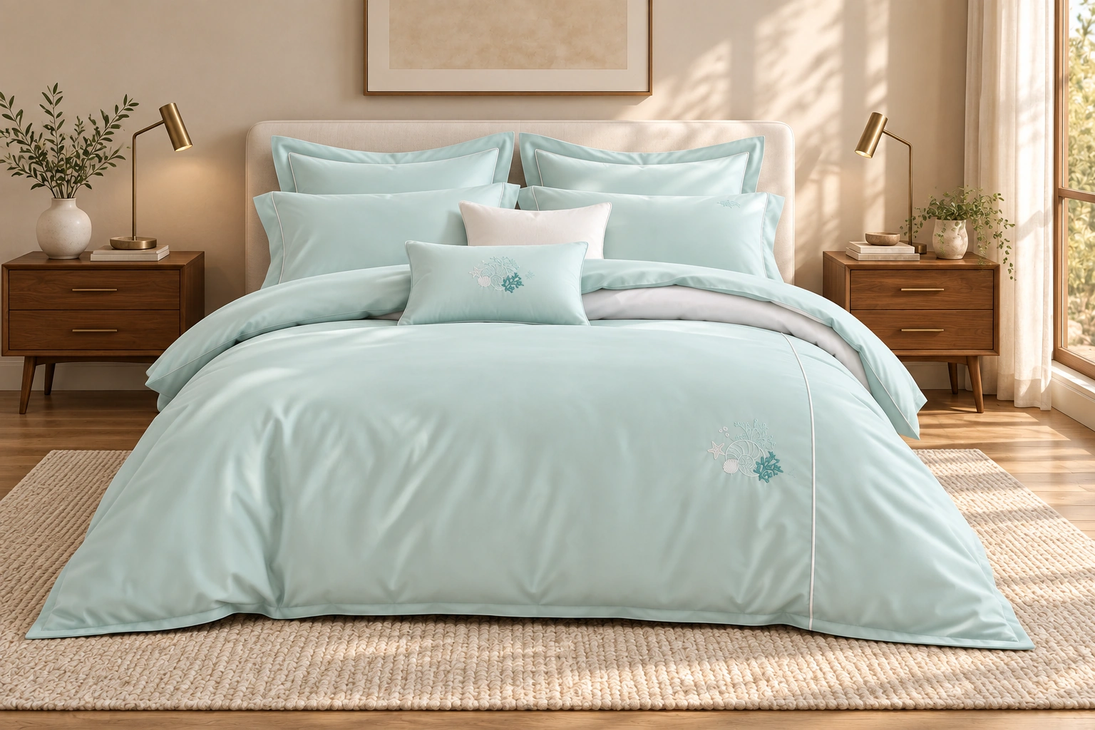 Shanhu Mengjing Four-Piece Bedding Set: Walnut afternoon bedroom