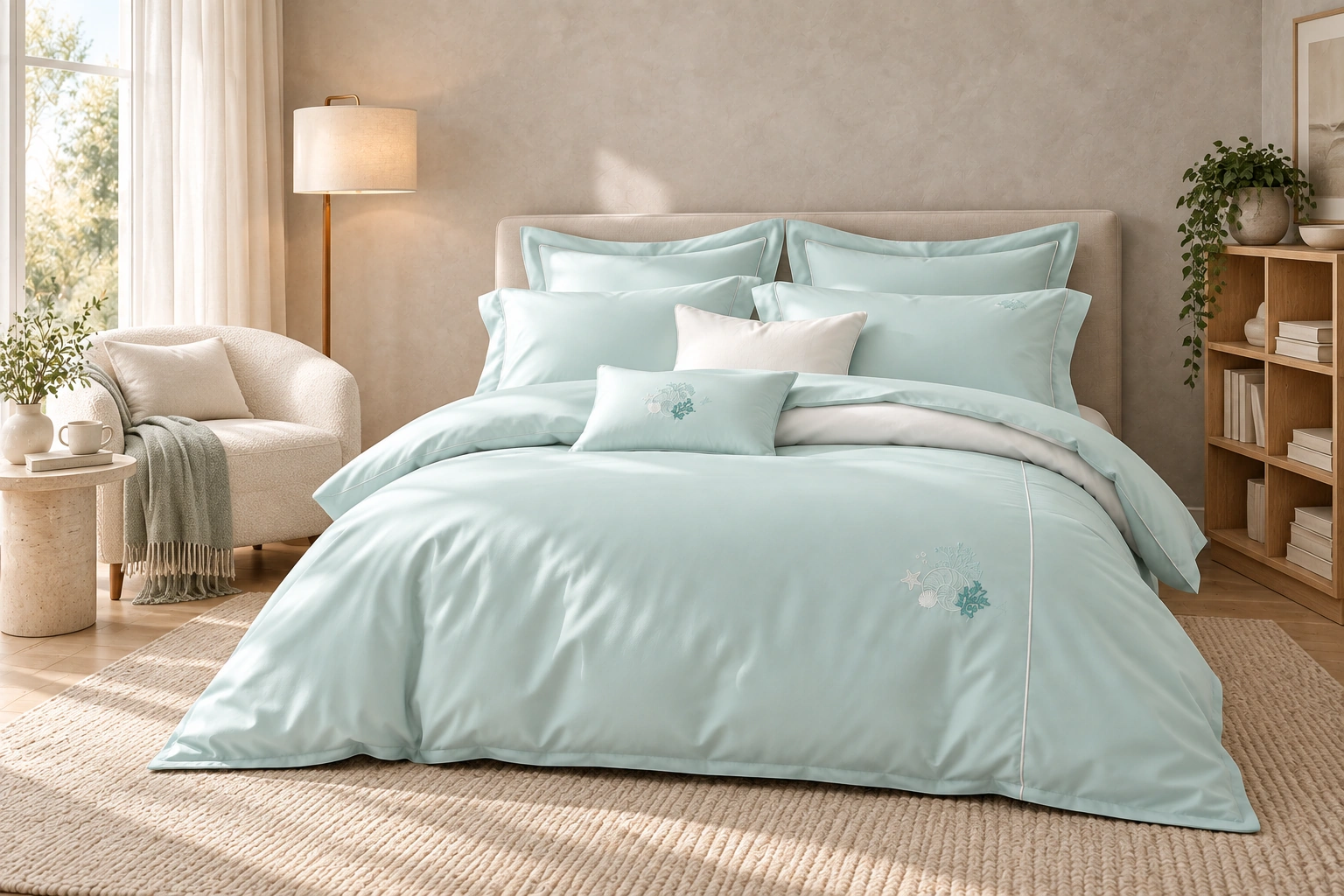 Shanhu Mengjing Four-Piece Bedding Set: Reading-corner bedroom