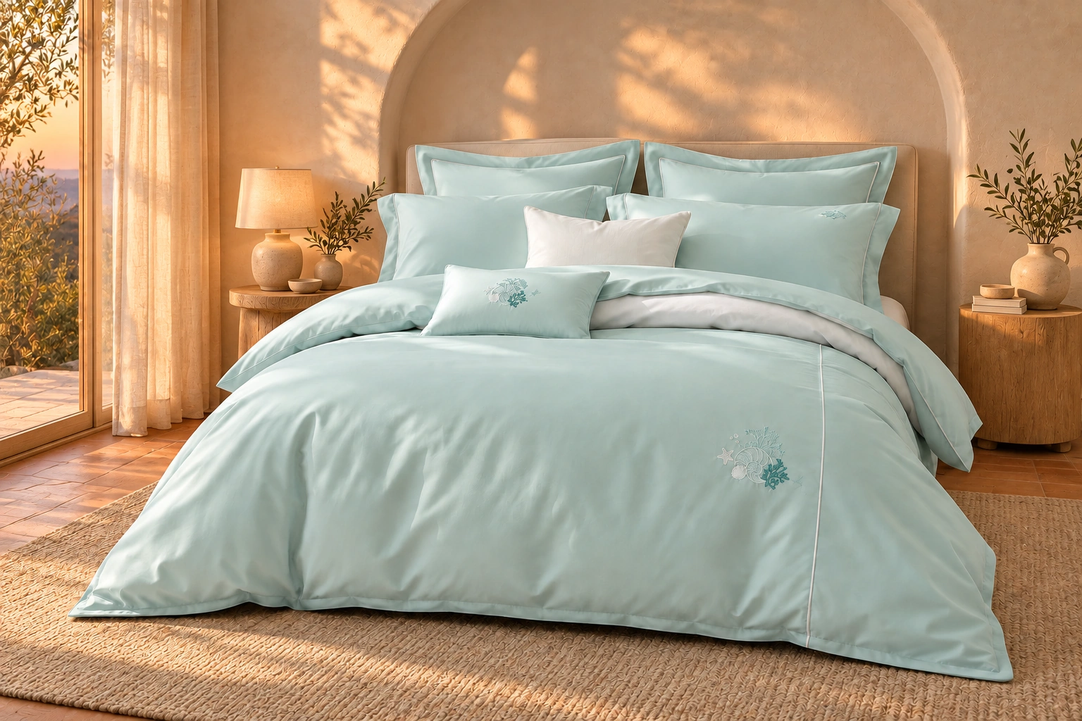 Shanhu Mengjing Four-Piece Bedding Set: Soft sunset bedroom