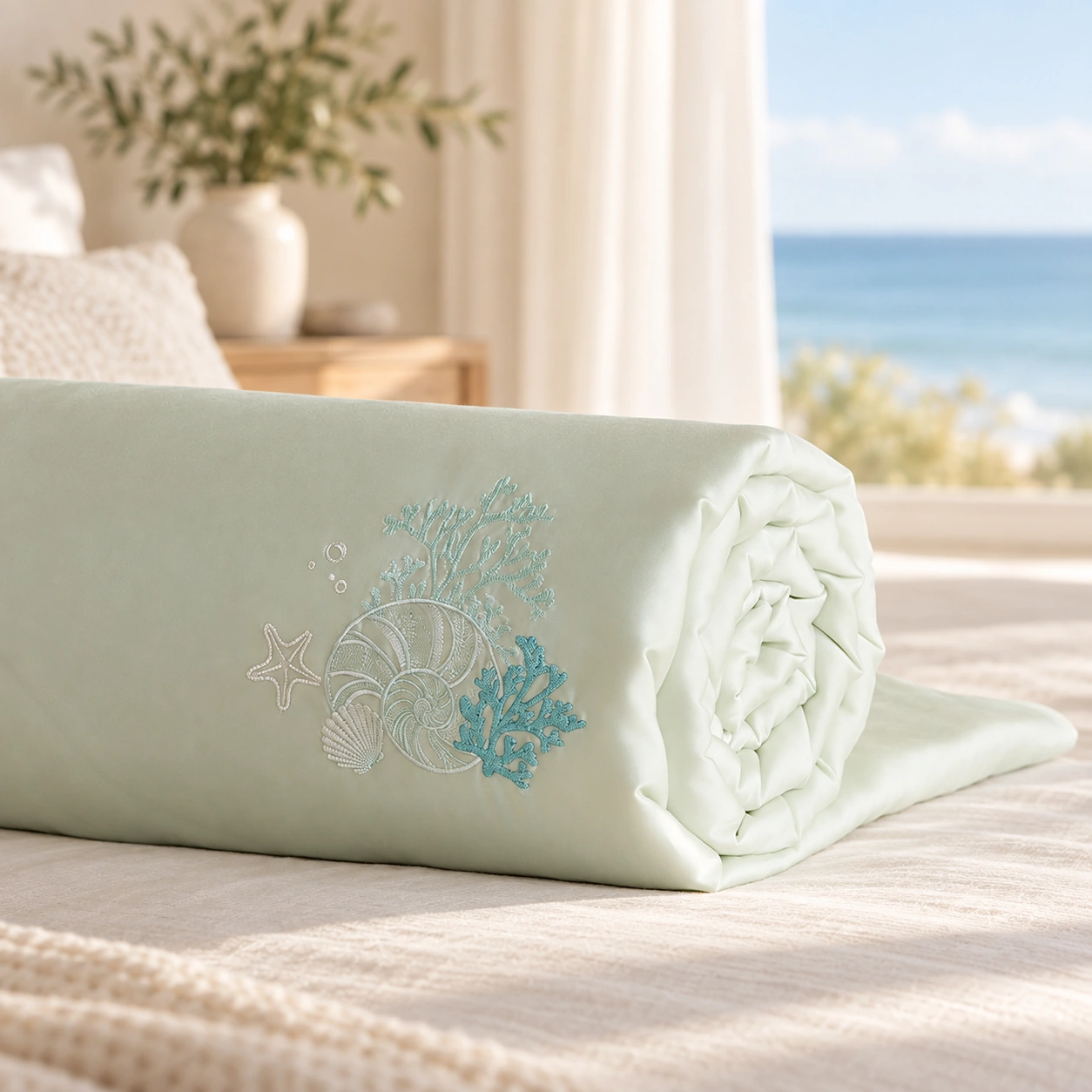 Shanhu Mengjing Canbao Summer Quilt: Coastal guestroom display