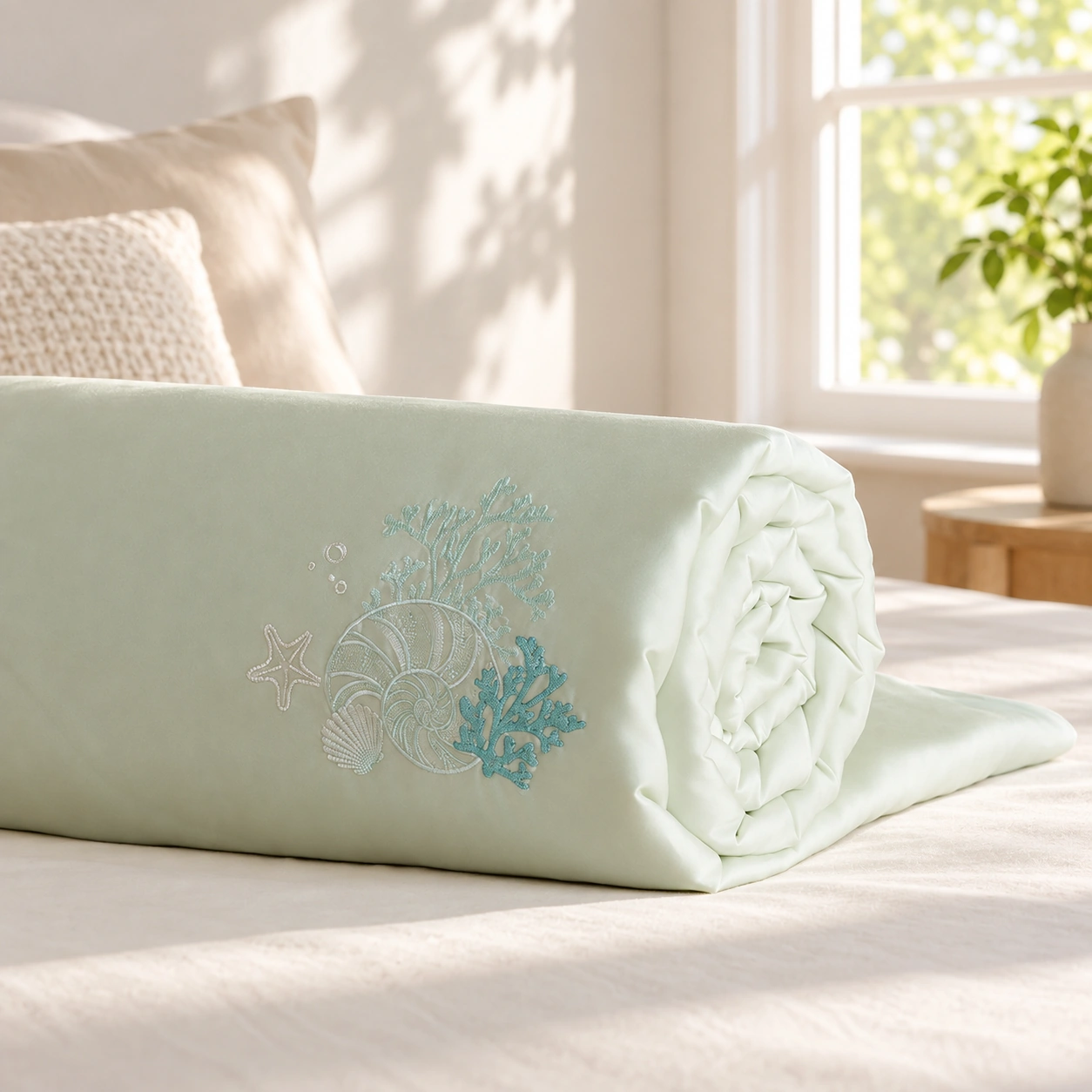 Shanhu Mengjing Canbao Summer Quilt: Daylight bedroom by a window