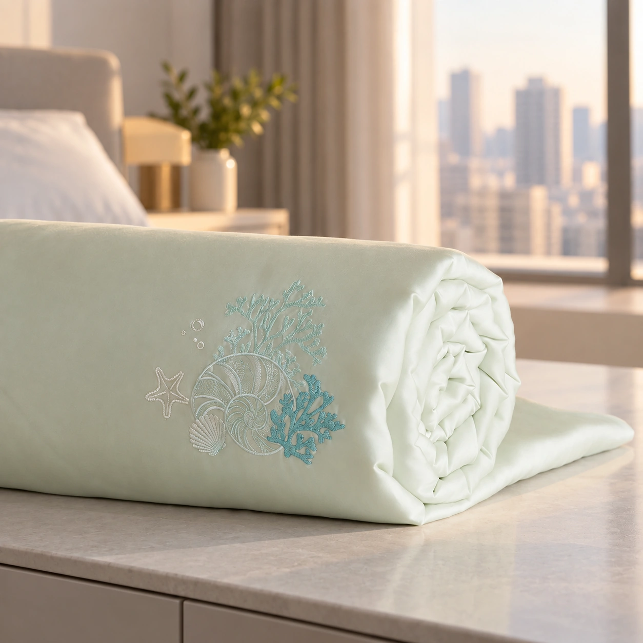 Shanhu Mengjing Canbao Summer Quilt: High-rise apartment bedroom