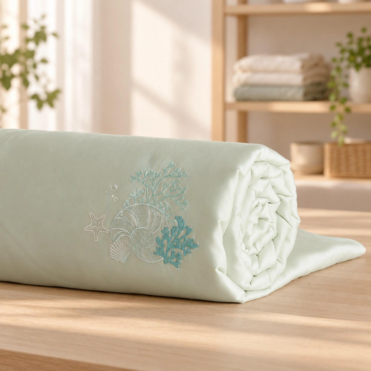 Shanhu Mengjing Canbao Summer Quilt: Linen studio display