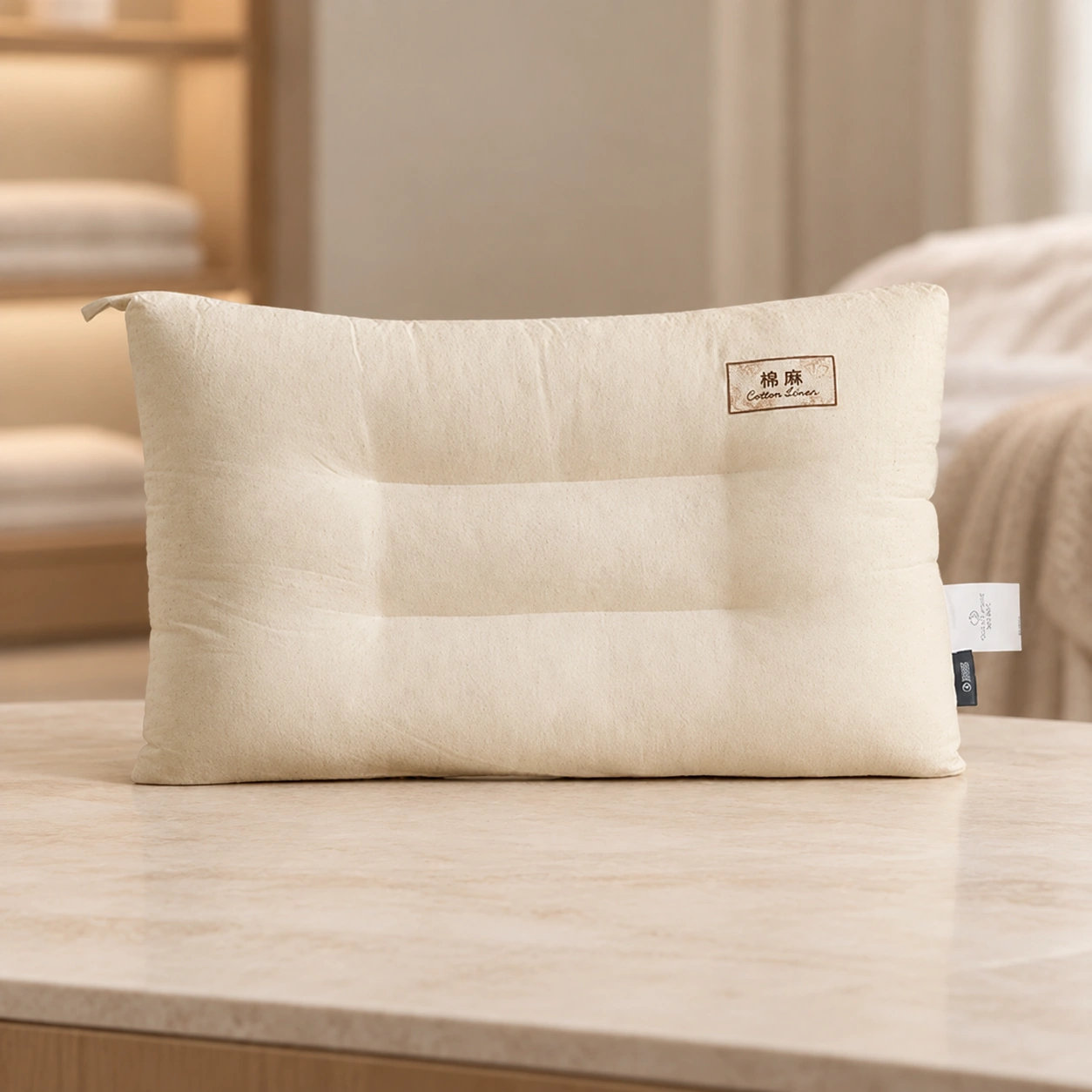 Shuxin Tiansi-Linen Pillow: Bedding showroom demonstration table