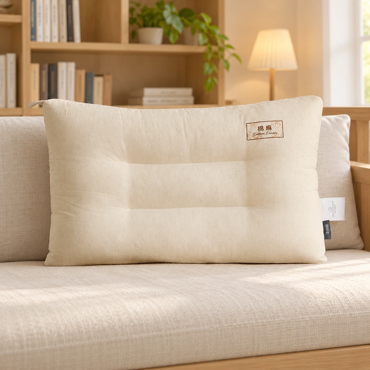 Shuxin Tiansi-Linen Pillow: Library daybed reading nook