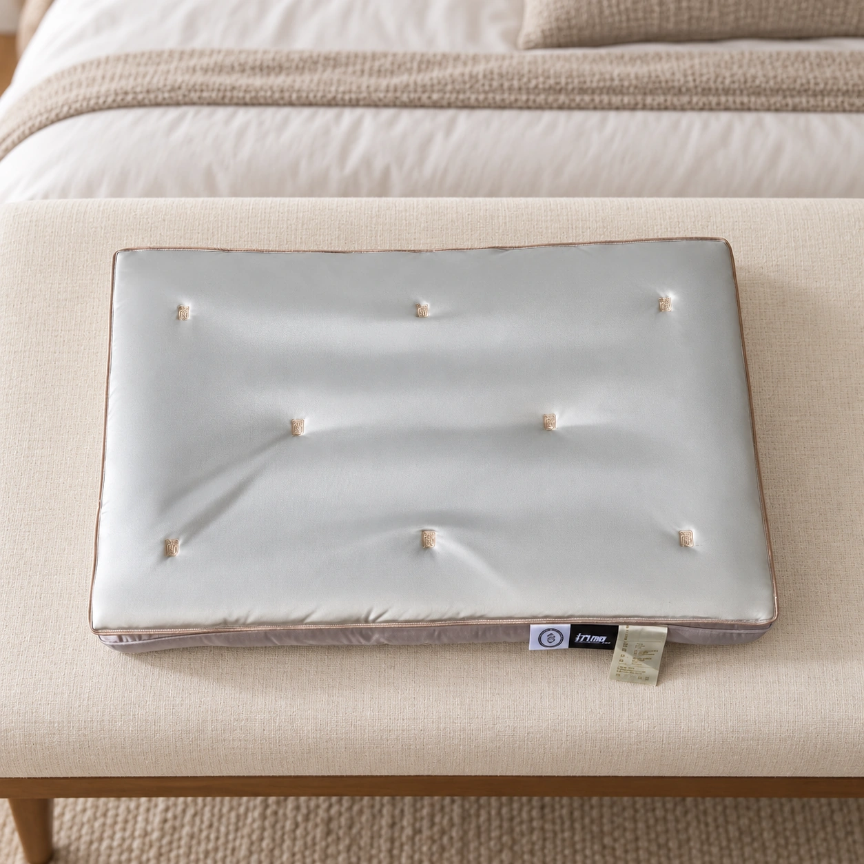 Sixiang Silk-Layer Pillow: Bedroom bench display