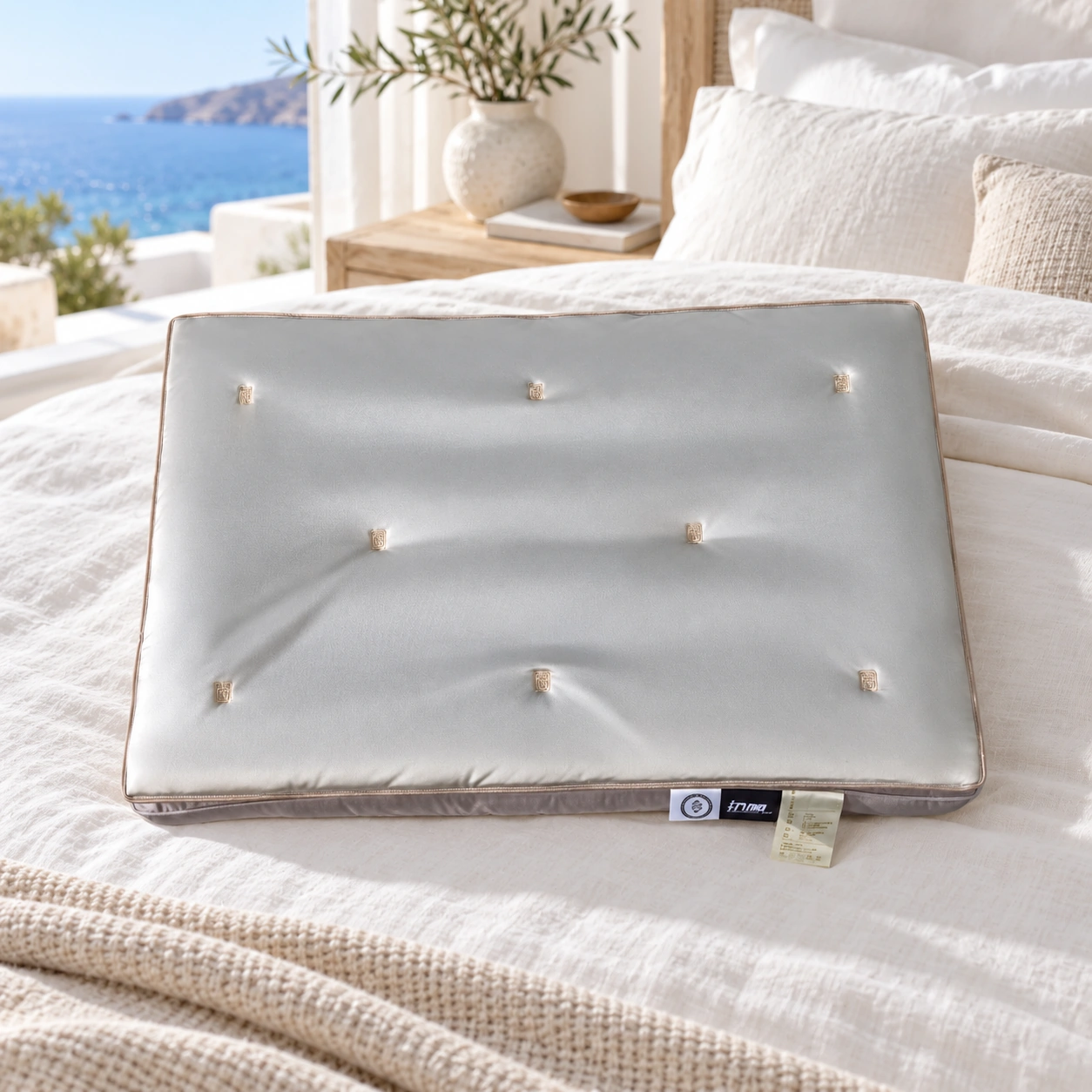 Sixiang Silk-Layer Pillow: Coastal villa bed