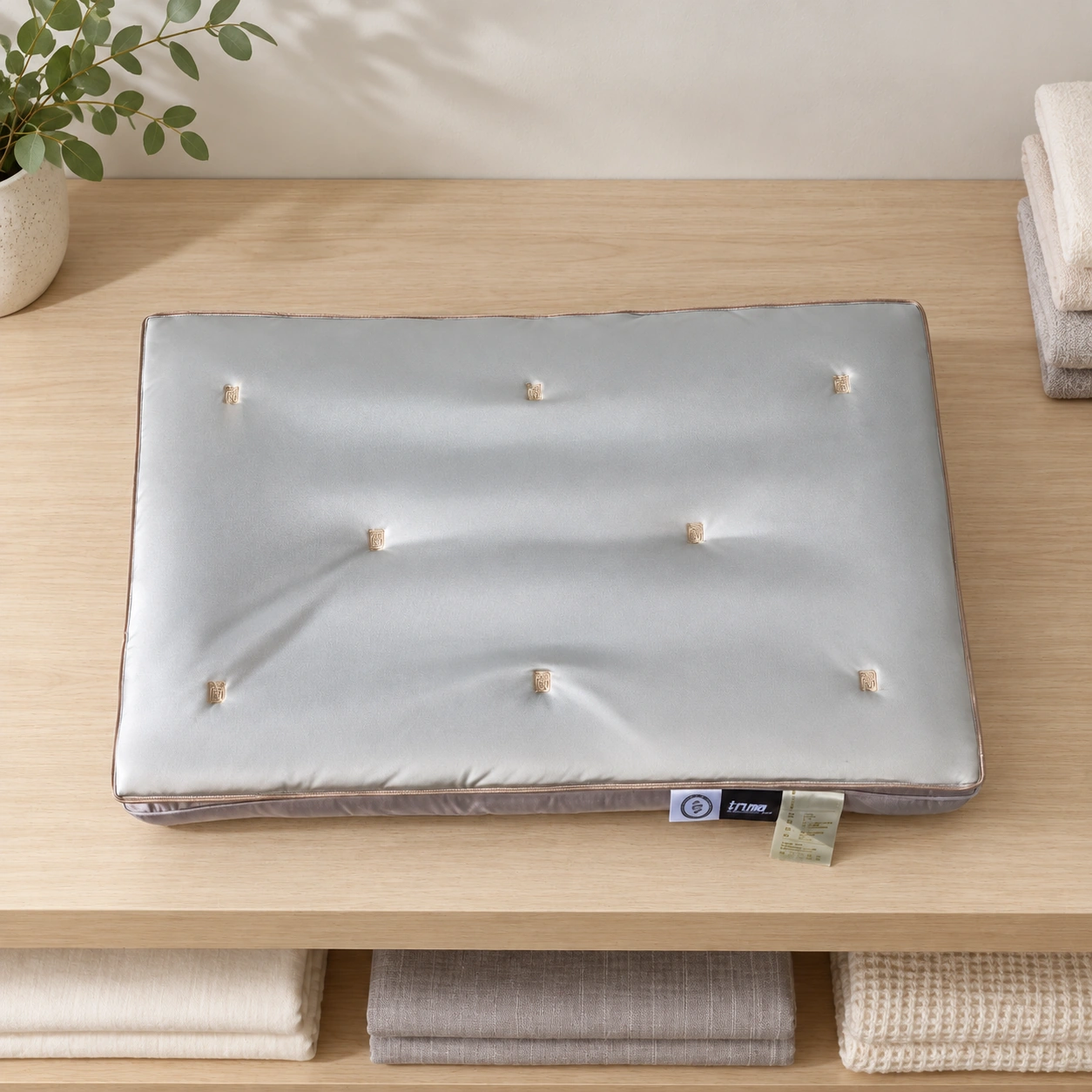 Sixiang Silk-Layer Pillow: Linen display shelf