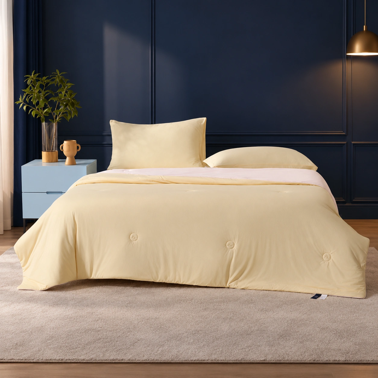 Sou Xiaoliang Summer Quilt: Scene illustration · Deep blue night bedroom
