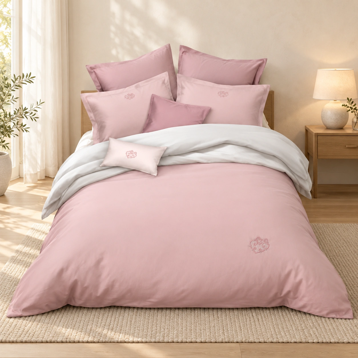 Suisui Ruyi Four-Piece Bedding Set: Oak morning bedroom
