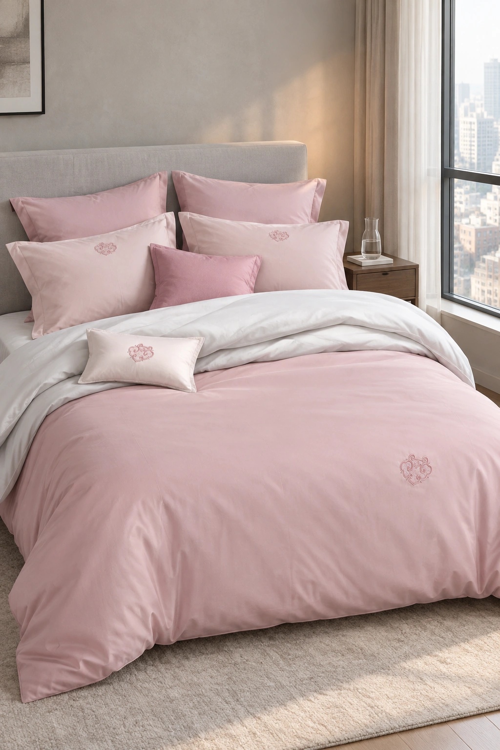 Suisui Ruyi Four-Piece Bedding Set: City window bedroom