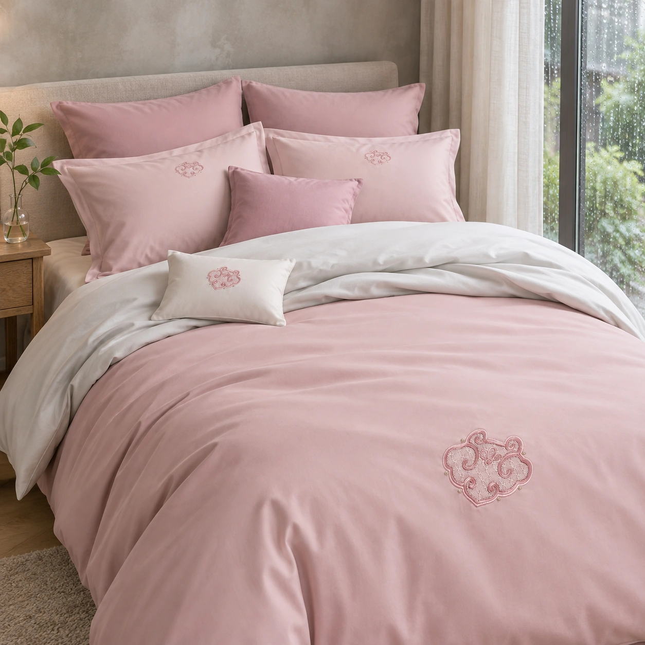 Suisui Ruyi Four-Piece Bedding Set: Rainy window retreat