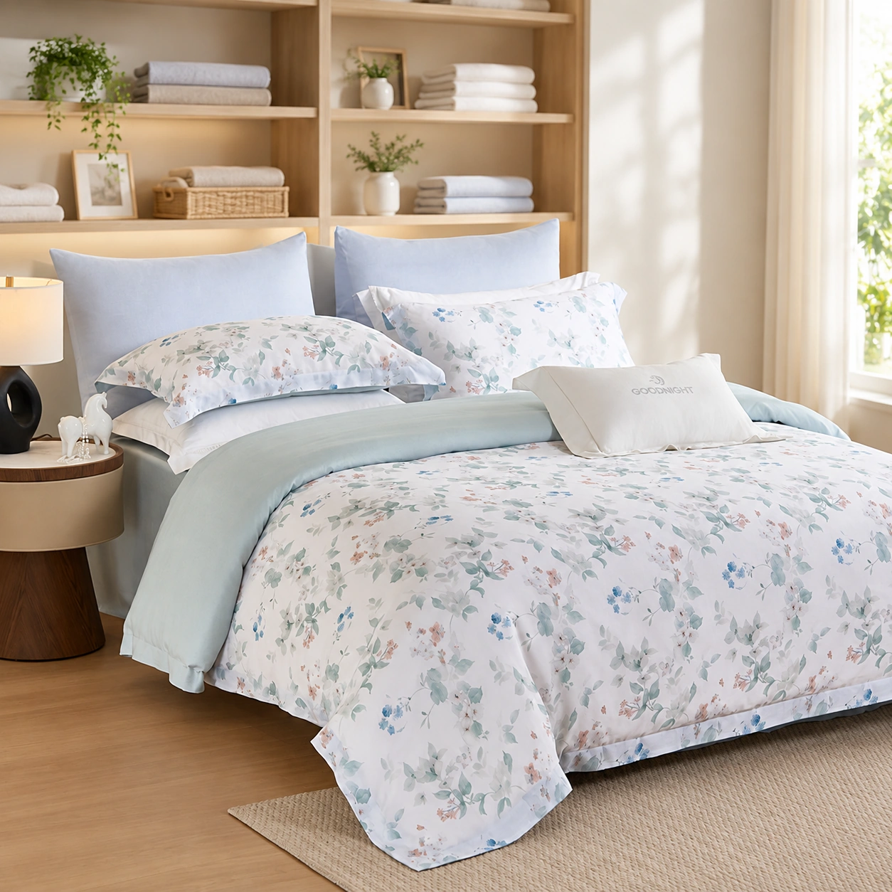 Yanxi Four-Piece Bedding Set: Linen studio display