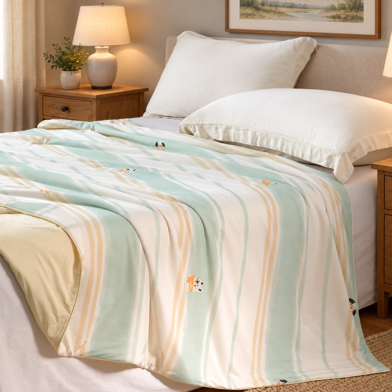 Yunlv Printed Summer Quilt: Cozy guest room